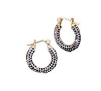 Zircons Round Shape Gold Color Blue Green Cubic Zircon Small Hoop s(Blue)