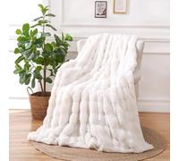 ZIREMQ Luxury Plush Fluffy Blanket, Super Soft Cozy Faux Fur Thick Throw Blanket for Sofa Large, Fit All Season Versatile Blanket Bed Throw for Sofa, Travel, Kids, Outdoor(White, W180 x L200CM)
