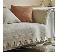 ZIREMQ Thick Funny Fuzzy Sofa Covers 1 2 3 Seater, Non-Slip Sofa Slipcovers Corner L Shape Sofa Cover, Cotton Quilted Universal Sofa Cushion Covers for Living Room Furniture Protector(Beige,70x210cm)