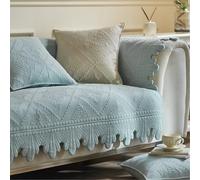 ZIREMQ Thick Funny Fuzzy Sofa Covers 1 2 3 Seater, Non-Slip Sofa Slipcovers Corner L Shape Sofa Cover, Cotton Quilted Universal Sofa Cushion Covers for Living Room Furniture Protector(Blue, 90x160cm)