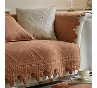 ZIREMQ Thick Funny Fuzzy Sofa Covers 1 2 3 Seater, Non-Slip Sofa Slipcovers Corner L Shape Sofa Cover, Cotton Quilted Universal Sofa Cushion Covers for Living Room Furniture Protector(Orange, 70x70cm)