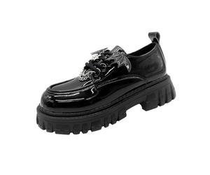 ZIRIA Punk Wind Single Shoes Autumn Devil Bat Wings Gothic Women's Shoes Thick Bottom Waterproof Metal Chain