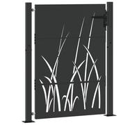 ZIRLANLV Garden Gate, Fence Gate with Lock and Handle, Fence Panel, Corten Steel, Grass Design, for Patio, Terrace, Balcony Yard (100 x 125 cm)