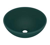 ZIRLANLV Luxury Ceramic Bathroom Basin - Round, 32.5x14 cm - Modern Design, Easy to Cleans, Suitable for Above Counter Installation (Matte Dark Green)
