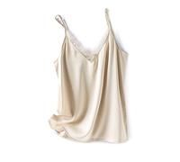 ZIRONG Womens Silk Camisole Vest Tops,Ladies Lace V Neck Satin Camisole Summer Cool Silk Sleeveless Casual Tank Shirt Daily Wear, Shopping,Tops Under Suits,M