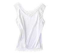 ZIRONG Womens Silk Camisole Vest Tops,Ladies Lace V Neck Tank Top Satin Camisole Summer Cool Silk Sleeveless Casual Tank Shirt Daily Wear, Shopping,Tops Under Suits,S