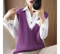 ZIRONG Womens Sleeveless Jumpers,Ladies Sleeveless Vest Knitted Jumper/Wool Blend Purple Deep V Neck Sleeveless Jumper/Spring Inner Sweater Tank Tops,Xl
