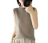 ZIRONG Womens Sleeveless Jumpers,Wool Blend Half Turtle Neck Sleeveless Jumper/Ladies Camel Sleeveless Vest Knitted Jumper/Spring Casual Sweater Tank Top,Xl
