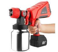 ZIROXI Electric Paint Sprayer 600W Cordless Sprayer Gun with 3 Nozzles & 3 Spray Patterns & 2 4.0A Li-Ion Battery, 1000ml Container Spray Gun for Furniture, Fence, Car, Bicycle, Chair
