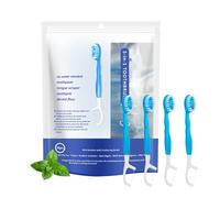 Zirro - Disposable Toothbrush, Travel Toothbrush, 5 in 1 Mini Brush with Toothpaste + Floss + Picks + Tongue Scraper for Work or Travel, Oral Care, Packaging