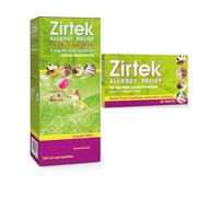 Zirtek Allergy Relief Antihistamine Tablets | 200ml Syrup & 30 Allergy Tablets 10mg| Hayfever, Dust, Pets, and Hives | Cetirizine | Relieve Allergic Symptoms | Adults and Children Over 6 Years