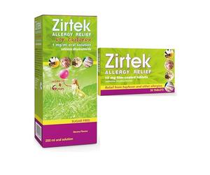Zirtek Allergy Relief Antihistamine Tablets | 200ml Syrup & 30 Allergy Tablets 10mg| Hayfever, Dust, Pets, and Hives | Cetirizine | Relieve Allergic Symptoms | Adults and Children Over 6 Years