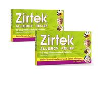 Zirtek Allergy Relief Cetirizine Antihistamine Tablets | 60 Allergy Tablets 10mg | Hayfever Tablets | 24 Hour Allergy Relief for Hayfever, Dust, Pets, Runny Nose & Hives | Pack of 2 X 30