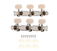 Zisemeil 3L 3R Guitar Tuning Pegs Machine Heads, Dual Holes, Plated with Plastic Buttons, ABS Plastic Handle, A3 Steel Plate, Ideal for Classical and Folk Guitars, Divided into Left and