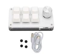 Zisemeil 6-button One-handed Mechanical Keyboard with the Steering Wheel Plug Plug and Play Programmable Keyboard for Gaming Office (White)