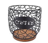 Zisemeil Coffee Pod Holder, Large Capacity Coffee Capsule Organizer with Thickened Metal Wire and Solid Wood Base, for Kitchen Counter Office Desktop Storage (Black)