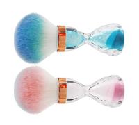 Zisemeil Nail Dusting Brush, Nail Art Dust Powder Remover Brush with Clear Hourglass Shape Handle for Manicure (Pink Blue)