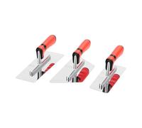 Zisemeil Stainless Steel Finishing Trowel Set 3 Sizes Mirror Polished | Plastering Hand Tools with Soft Grip Handle, Welded Aluminum Build, Beveled Edges for Concrete Drywall and Venetian Plaster