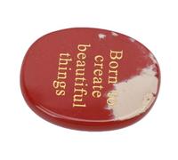Zisemeil Worry Stone, Engraved Inspirational Red Stone for Daily Life, Portable Motivational Gift with Born to Create Beautiful Things