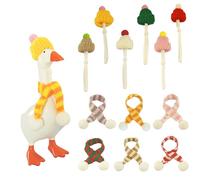 Ziseyoru 12 Pcs Desk Goose Outfits 7inch Mini Knitting Hats & Scarves, 7 inches Small Desktop Goose Outfits Clothes Costume Adjustable Knit Hats Accessories for Goose Statue Key Holder