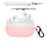 Ziseyoru Case Cover Compatible with Beats Solo Buds Earbuds, Soft Silicone Case with Cleaner Kit Shockproof Protective Cover with Carabiner Accessories Keychain (Pink)