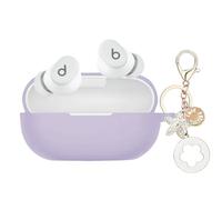 Ziseyoru Case Cover Compatible with Beats Solo Buds Earbuds, Soft Silicone Protective Skin with Bling Keychain Accessories for Women Girl (Lavender Purple)