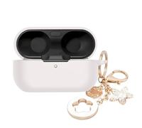 Ziseyoru Case Cover Compatible with Technics EAH-AZ100 Earbuds, Soft Silicone Protective Skin for Technics Reference Class EAH-AZ100 with Bling Keychain Accessories for Women Girl (White)