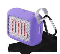 Ziseyoru Silicone Case for JBL Go 4 Portable Speaker with Soft Microfiber Cleaning Cloth, Compatible with JBL Go 4 Protective Cover Accessories with Carabiner (Purple)