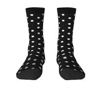 ZISHAK Black And White Polka Dot Men'S Sport Socks,Medium Length For Running Comfortable & Breathable Athletic Socks, Black and White Polka Dot, One Size