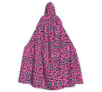 ZISHAK Colored Flower Unisex Halloween Costume Cape Hooded Polyester Fiber Adult Party Decorative Cloak, Cute Leopard, One size