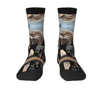 ZISHAK Elephant And Baby Elephant Men'S Sport Socks,Medium Length For Running Comfortable & Breathable Athletic Socks, Elephant and Baby Elephant, One Size
