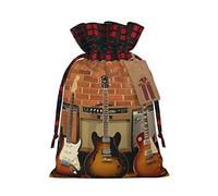 ZISHAK Guitar Collection Musical Scottish Plaid Gift Bags, Reusable Present Pouches For Multiple Occasions