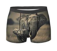 ZISHAK Old Elephant And Young Elephant Print Essential Boxer Briefs,Elasticated Trunks For Men,Men'S Underwear Boxer Briefs, Black, XXL