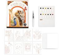 ZISHAN 1 pcs Watercolour Workbook, Creative Stress Relief Painting Book with Built in Paint, Portable Water Colouring Book for Beginners and Art Enthusiasts, Animal Themed Art Supplies