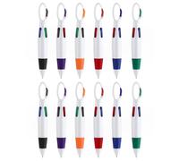 ZISHAN 12 PCS Retractable Shuttle Pens, 4 Colour All in One Portable Multi Coloured With Buckle Keychain on Top for Office School Supplies Students Gifts Party
