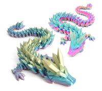 ZISHAN 2pcs 3D Printed Dragon Large, 3D Dragons, Fantasy Collection Display, Desk Decoration for Office, Car Dashboard Ornament, 30 cm Rainbow Candy Colour and Mini Rainbow Colour