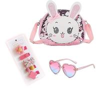 ZISHAN Girls Handbag Set, with Cute Rabbit Crossbody Bag Funny Heart Sunglasses Pink Handbag and Hairpin Suitable Handbags and Bags with Pink Accessories Birthday for Girls Travel