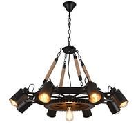 zishuo shop Wallps, 6 Lights Farmhouse Iron, Wagon Wheel Style, Rustic Hangiceililight Fixture for Bedroom Liviroom Foyer Hallway Wood Finish