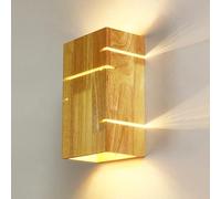 zishuo shop Wallps,Ps Wall Sconces,Wall Lights, 2 Light Wall Lighti3 Light Colours 2 X E27 up to Max. 60W Led Nightp Wood Wall Light Hotel Stairs Hallway