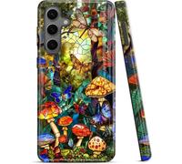 ZISKGZO Compatible for Samsung Galaxy S26 FE 5G Case, 2 Layer Hard Shell Silicone Cover 2 in 1 Shockproof Protective Phone Case,Enchanted Forest Stained Glass Mushroom