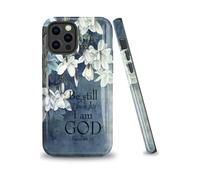ZISKGZO Dual Guard for iPhone 13 5G Case, Dual-Layer Hard Shell + Silicone Cover 2 in 1- Shockproof Protective Phone Case,Bible Verse Psalm 46:10,White Flowers