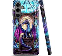 ZISKGZO Dual Guard for Samsung Galaxy S26 5G Case, Dual-Layer Hard Shell + Silicone Cover 2 in 1- Shockproof Protective Phone Case,Stained Glass Blue Purple Diamond Dragon
