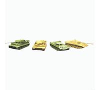 ZiStarlilife 1:144 German Heavy Tank Assembling Model, 4Pcs Set Plastic Armor Kit With Rolling Wheels, Random Green Or Yellow Color For Kids Hobby Collection And(As Pictures)