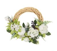 ZiStarlilife 1 Pack Artificial Peony Wreath with Blueberry Berries and Green Leaves, Realistic Silk Flower Vine Circle Garland for Home Wedding Hotel Office Decoration, Handcrafted Garden