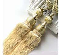 ZiStarlilife 1 Pair Curtain Hold Backs Rope Tie Backs, Handmade Tassel Tieback, Curtain Clips Rope Curtain Hanger, for Home Office Window Curtains Decorative(Gold)