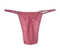 ZiStarlilife 1 Pair Men's Latex T-Briefs See-Through G-String Thong Low Waist Rubber Underwear Tight Party Lingerie for Adult Male Black(Pink)