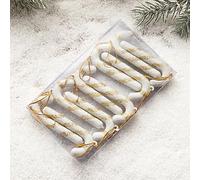 ZiStarlilife 10Pcs 6.5cm Red White Gold Christmas Tree Hanging Ornaments Candy Canes Design Plastic Baubles For Holiday And Seasonal Home Décor(White)