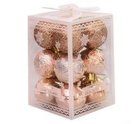 ZiStarlilife 12 Pack Christmas Tree Baubles 4Cm Glitter Ball Ornaments Xmas Holiday Decoration Shatterproof Mini Christmas Hanging Ball For Home Party Wedding(for Champagne Gold)