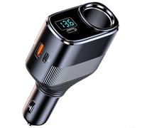 ZiStarlilife 145W Dual USB Car Charger, Super Fast PD 45W & QC30 Adapter for 12V-24V Vehicles, Compact Plastic Design for Road Trips and Shared Rides, Black