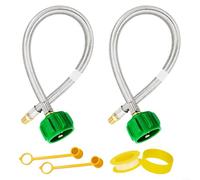 ZiStarlilife 2 Pack RV Propane Hose Set, Triple-Layer Steel Pigtail With NPT Connectors And Pressure Gauge For Dual Tank Regulator, Tool-Free Installation For Camping BBQ